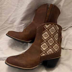 Brown twisted X  Western Ankle Boots